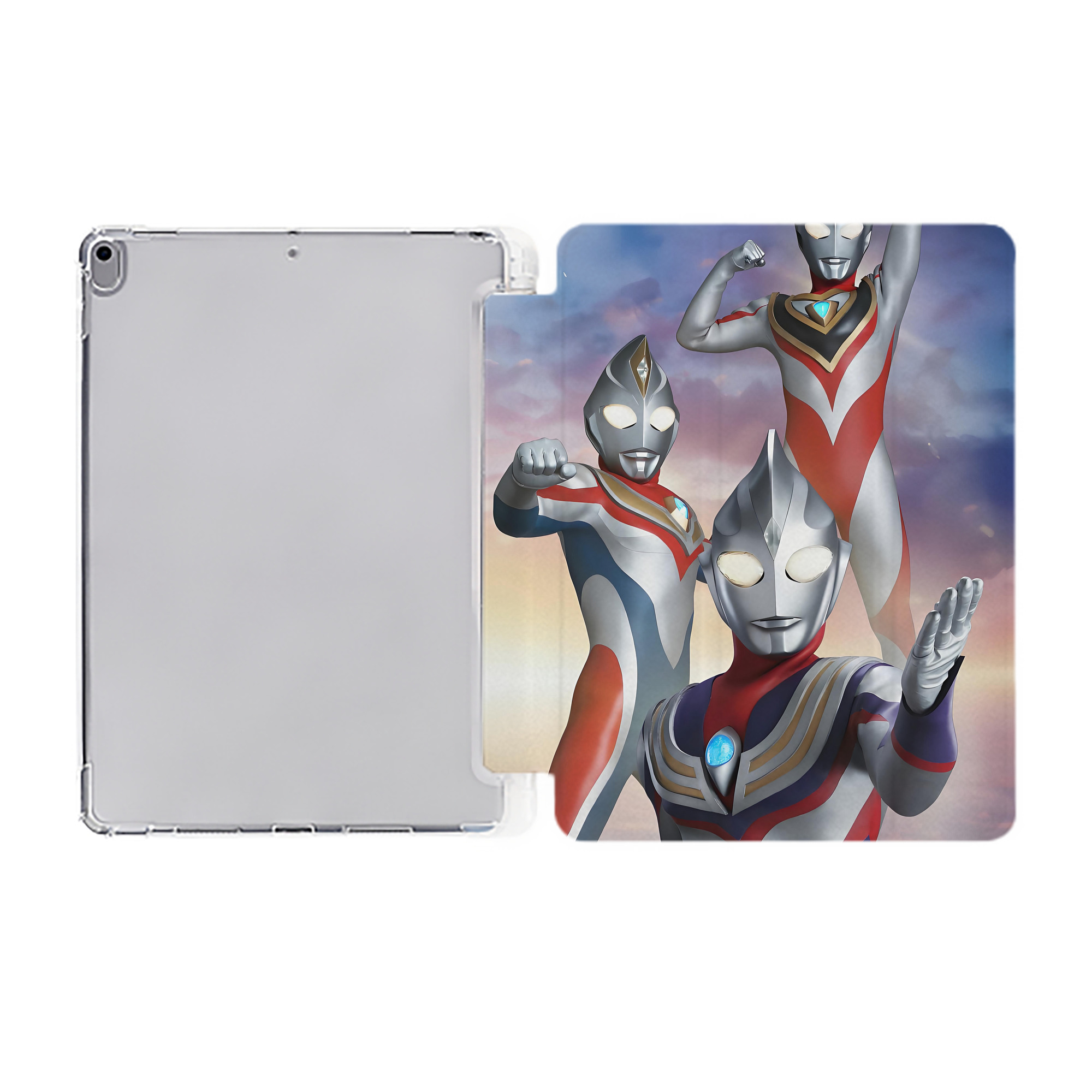 （画像用） ウルトラマン Ultraman IPad ケース ペン収納付き 三つ折りスタンド PUレザー×シリコン 対応機種9.5/10.5/10.9インチ
